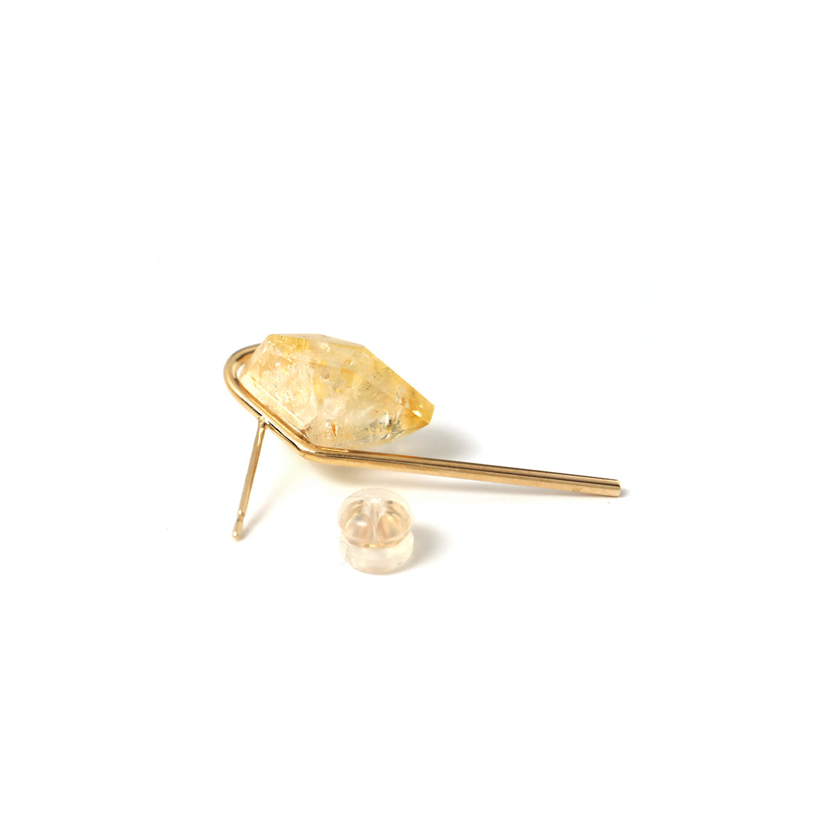 Line / Pierced Earring (single) <br> Bicolor citrine