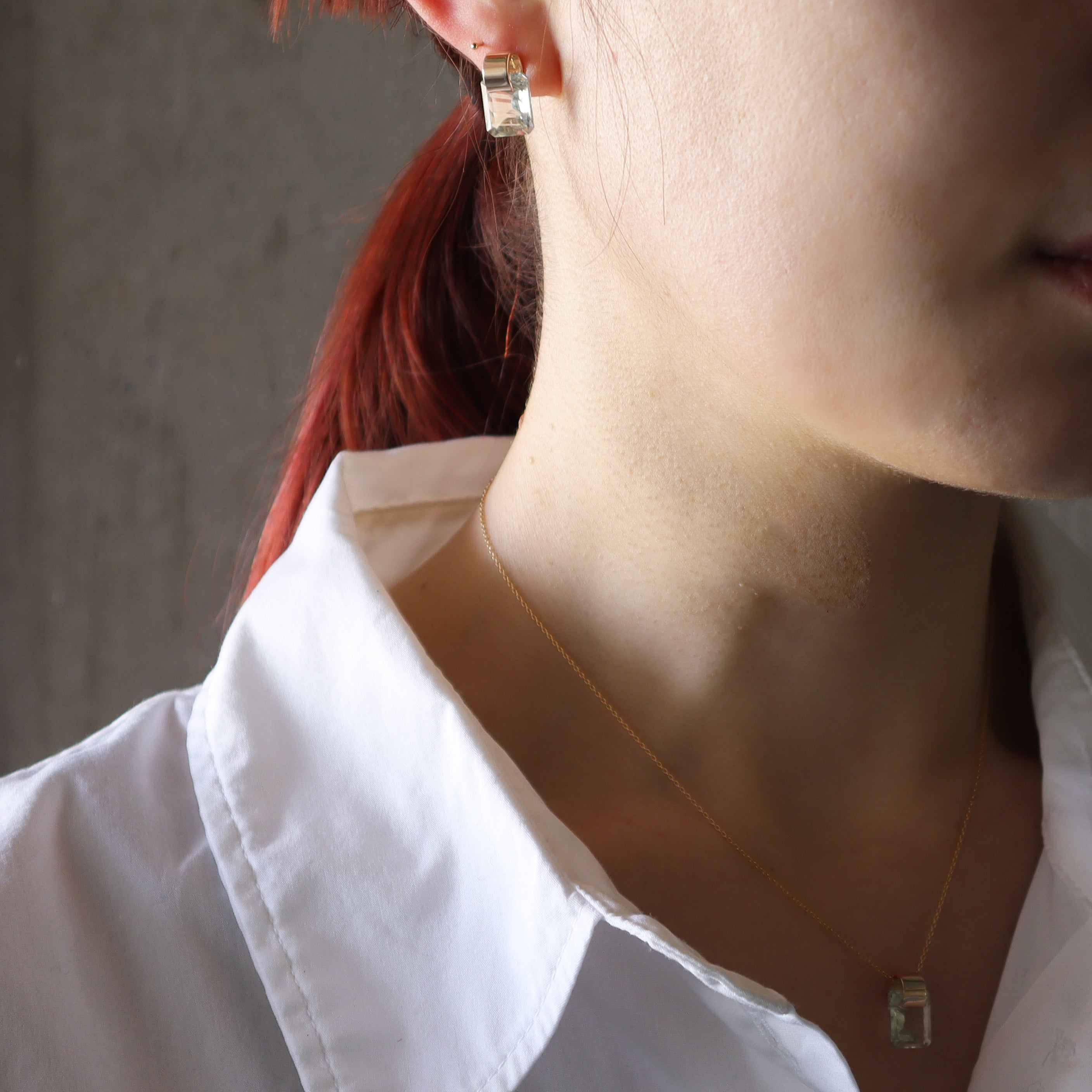 Ruffle / Necklace <br> Green amethyst