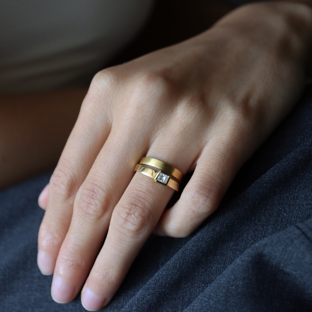 Rectangle Ring /  3.0 <br>K18YG <br> matte
